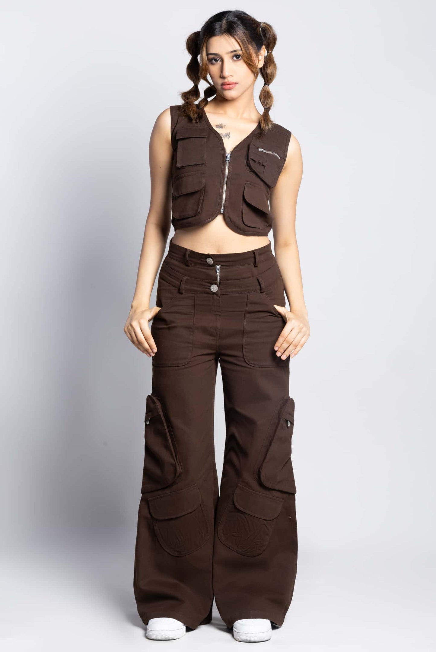 Multipocket twill cargo gilet