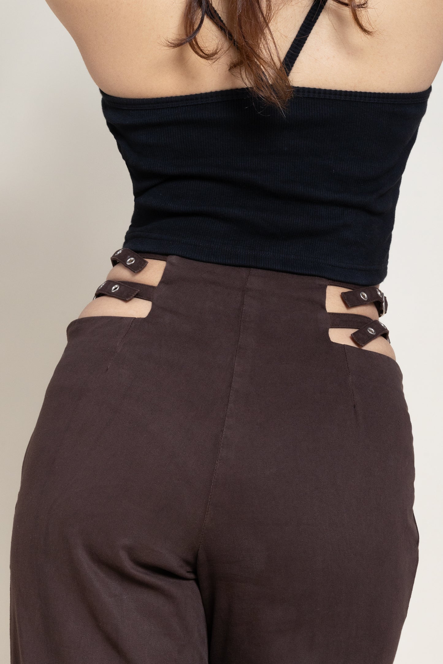 Cut-out twill trouser