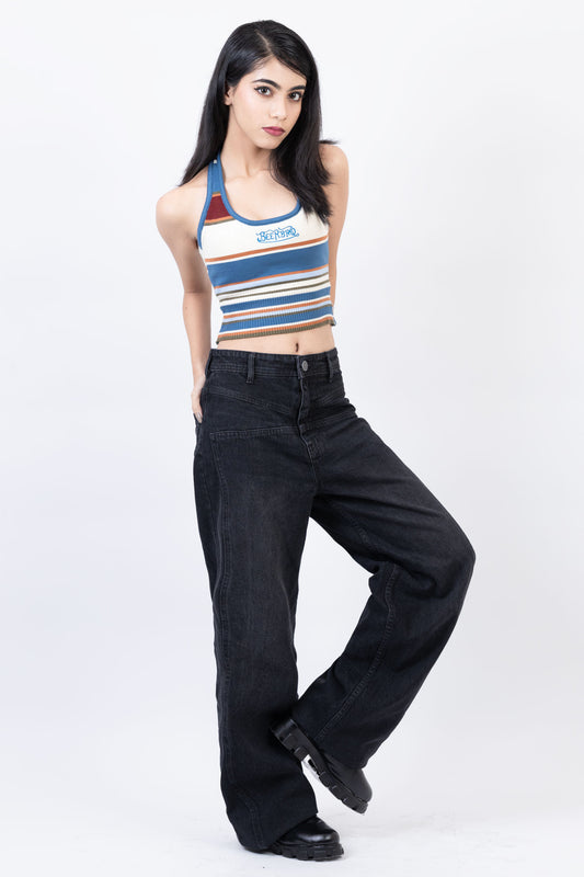 Front Cut High Waisted Straight Fit Jeans