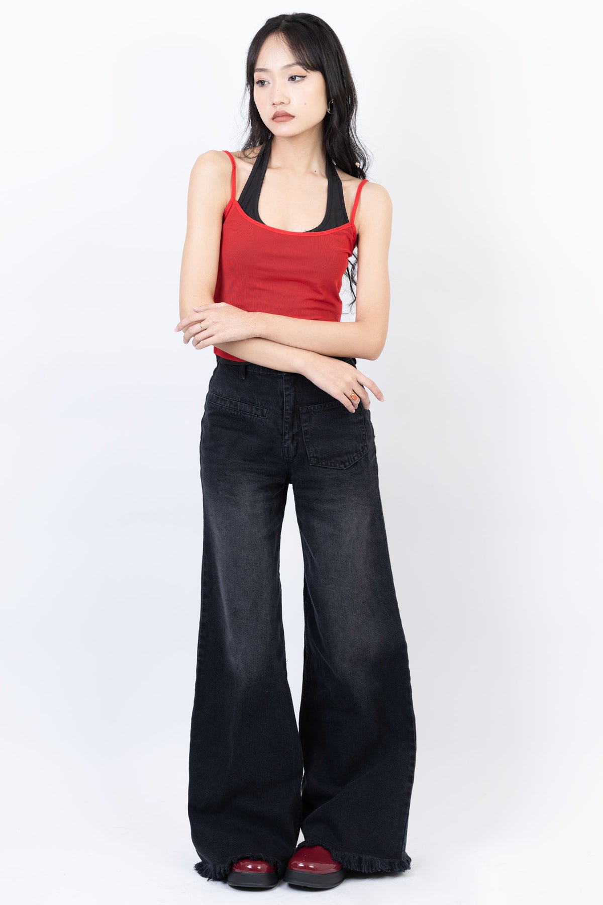 Front Pocket Wide Jeans