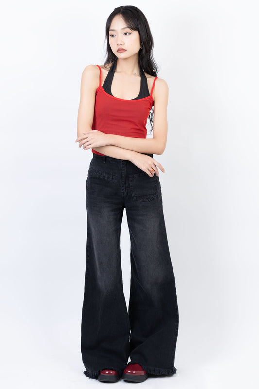 Front Pocket Wide Jeans