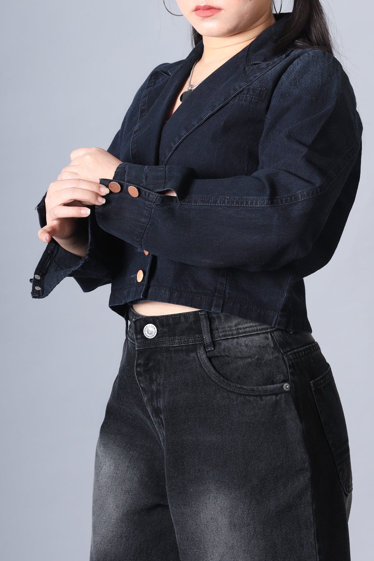 Cropped Denim Blazer
