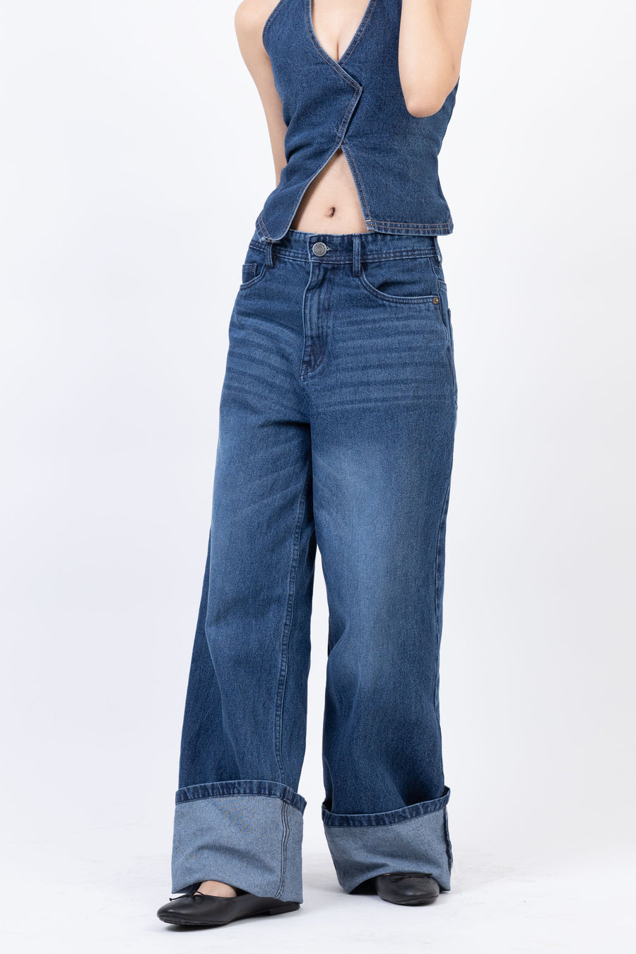 Cuff Straight Fit Jeans