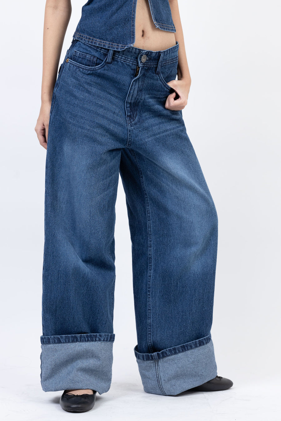 Cuff Straight Fit Jeans