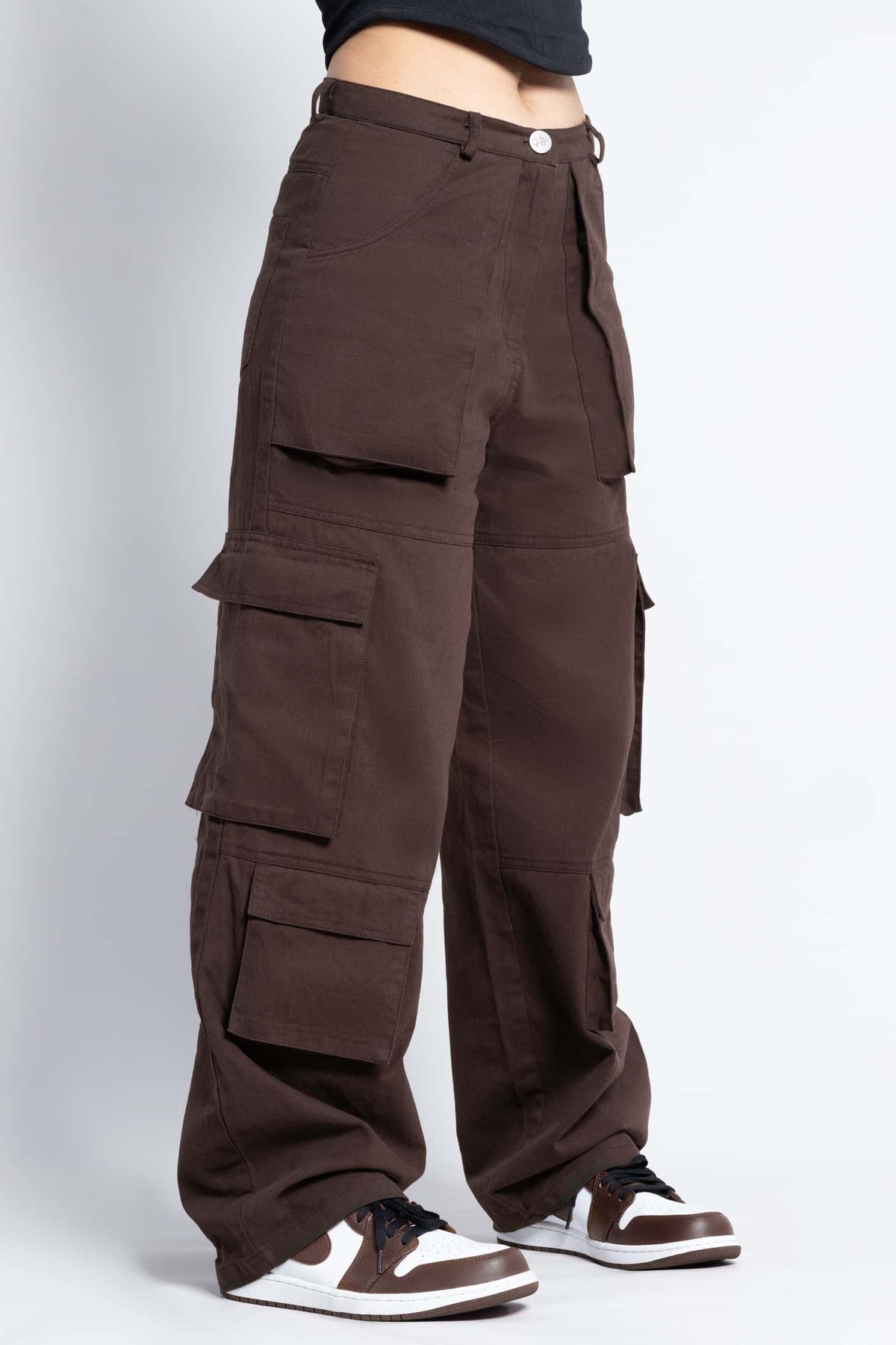 Zipper fly flap baggy cargo pants