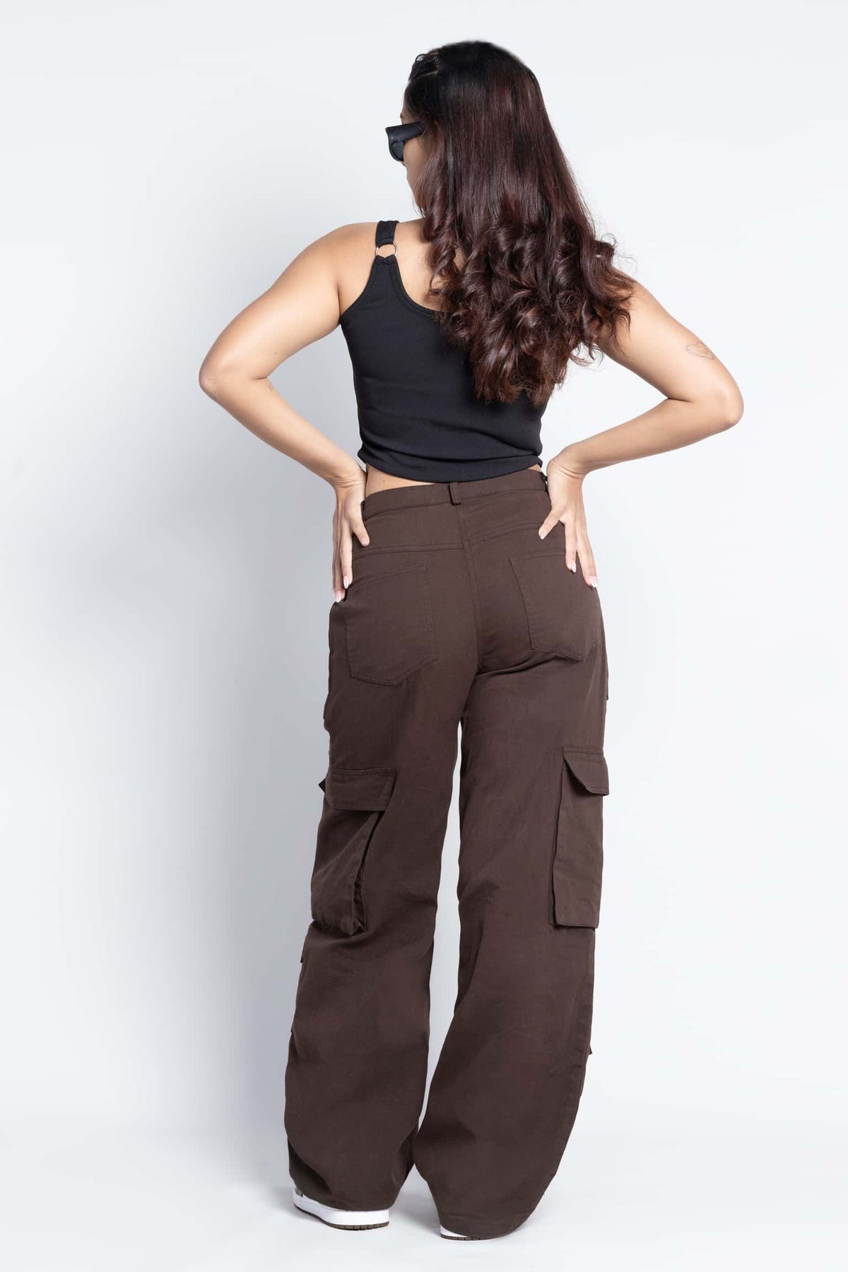 Zipper fly flap baggy cargo pants