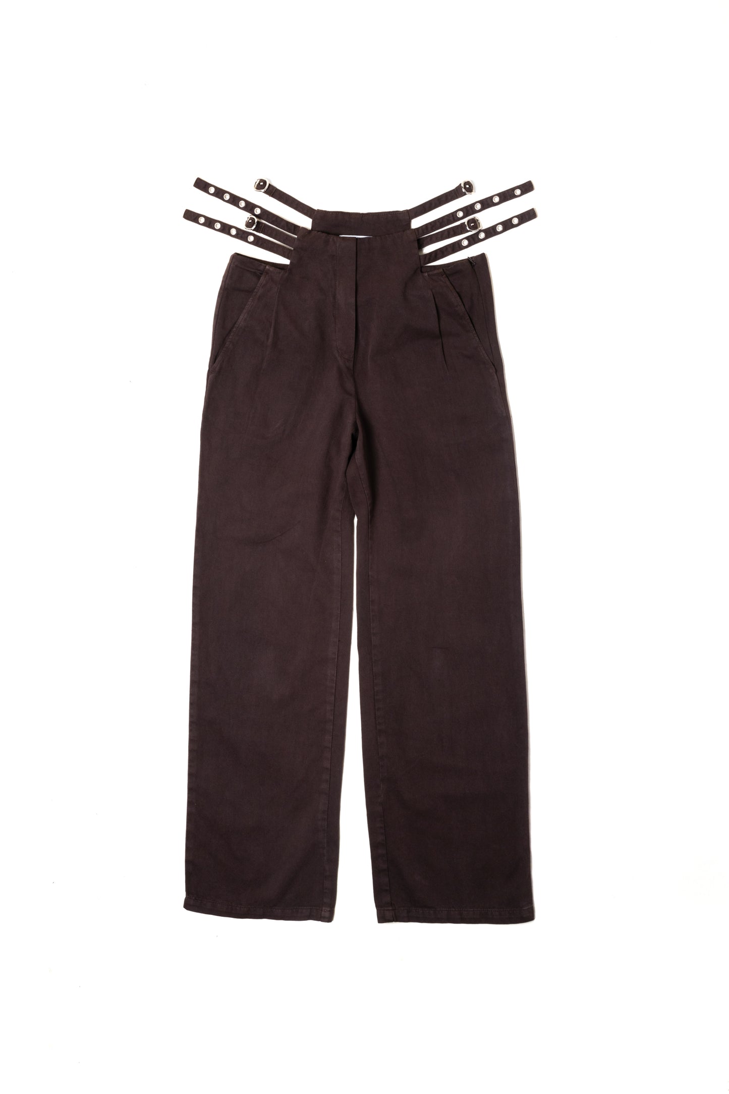 Cut-out twill trouser