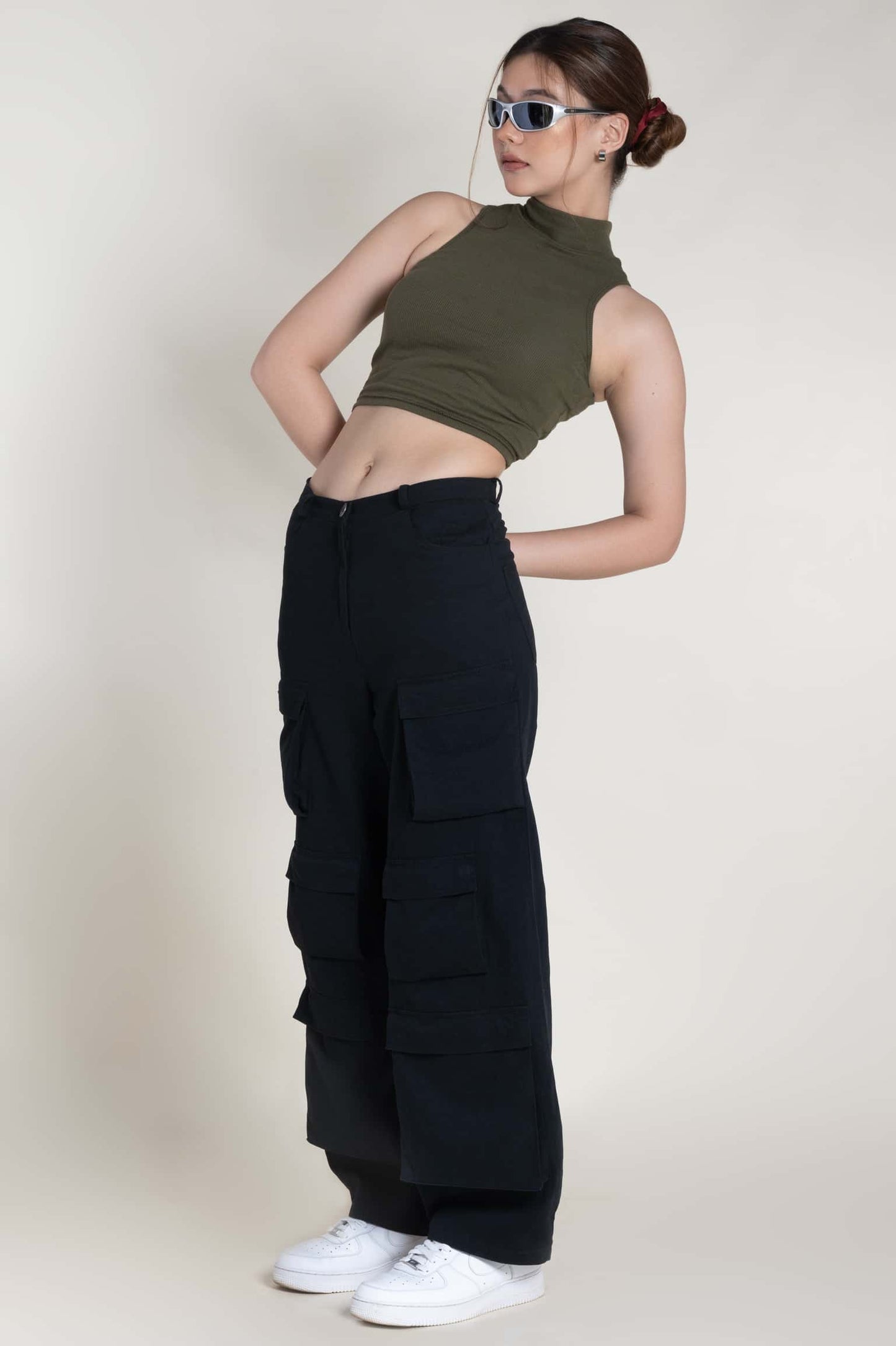 Front multi-pocket baggy cargo pants