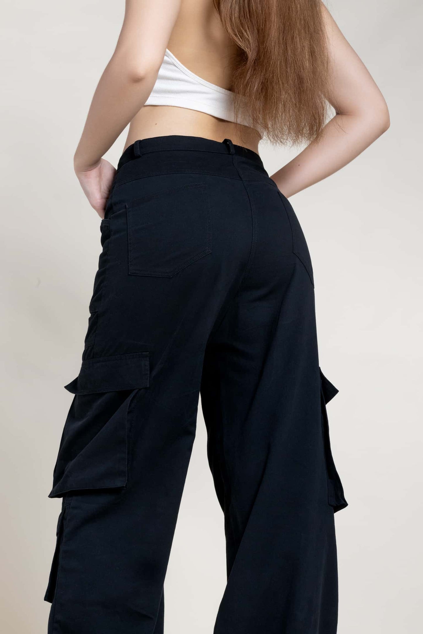 Zipper fly flap baggy cargo pants