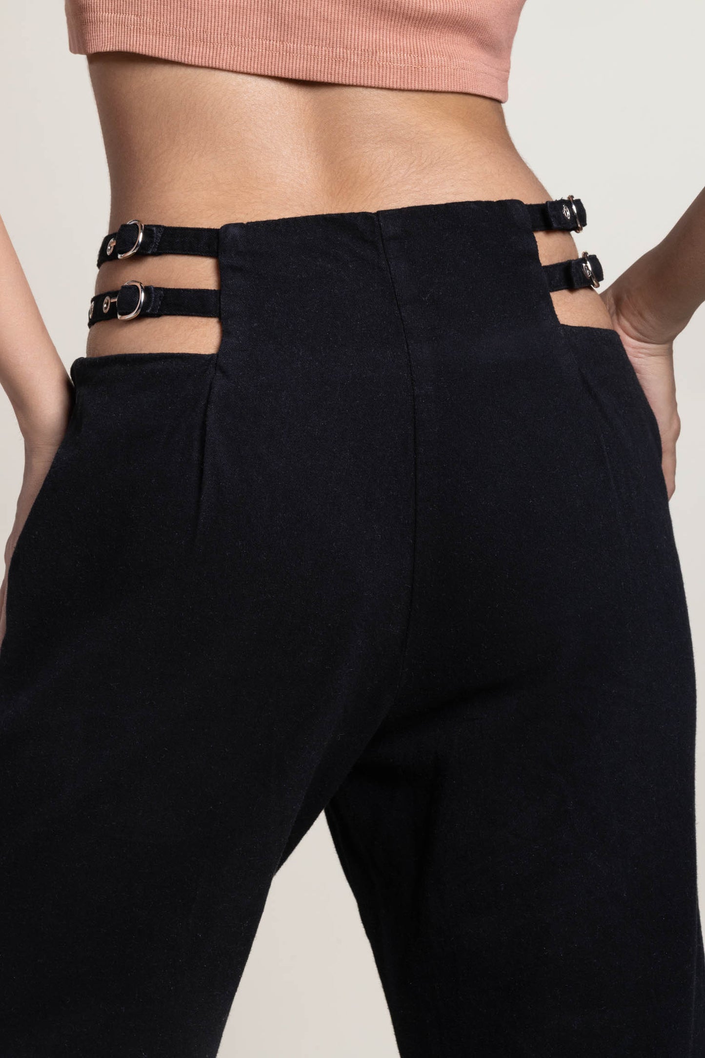 Cut-out twill trouser