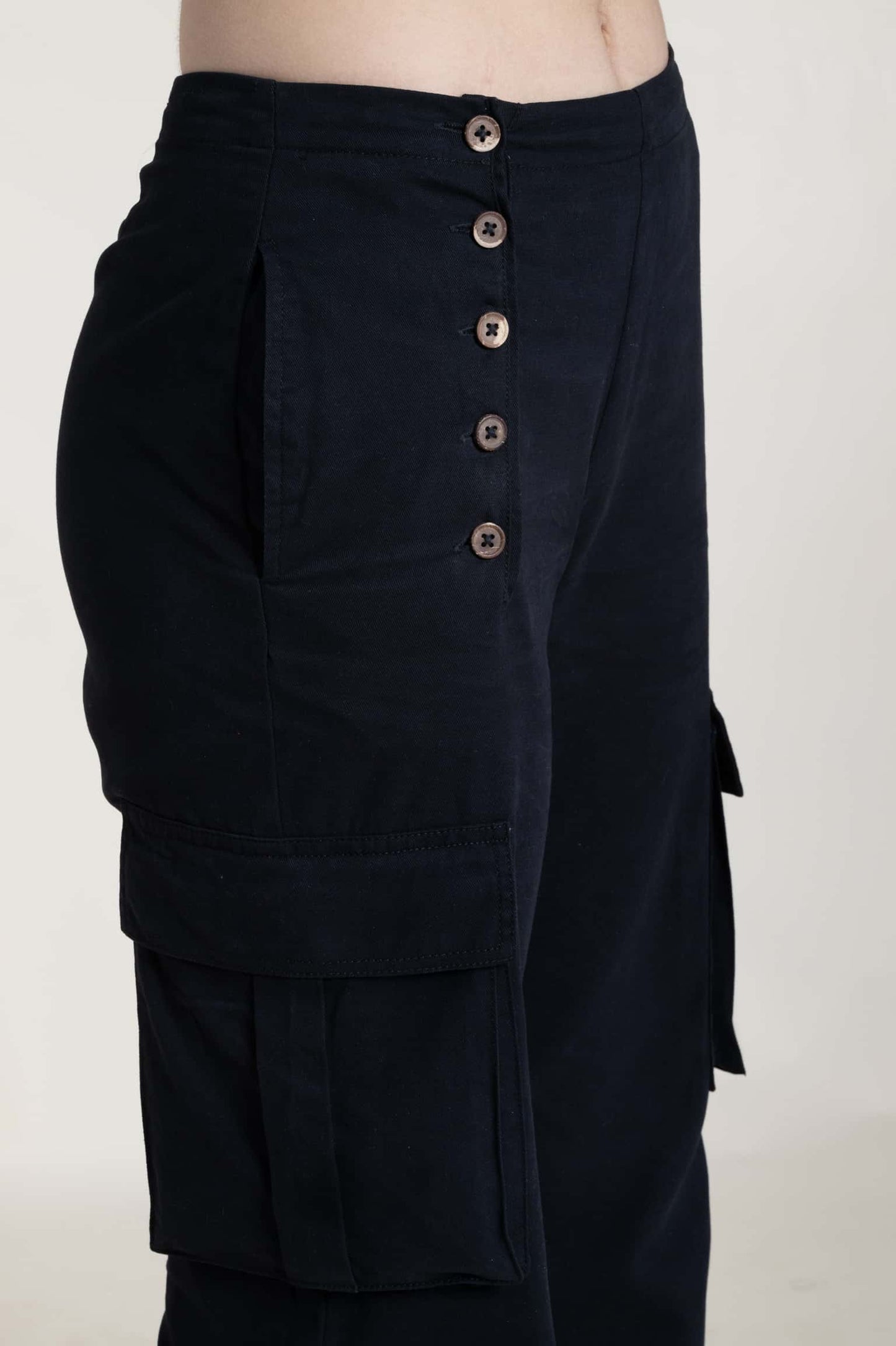 Multi-button Flared Cargo Pants