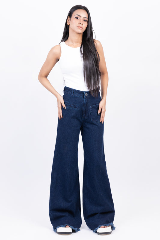 Front Pocket Wide Jeans