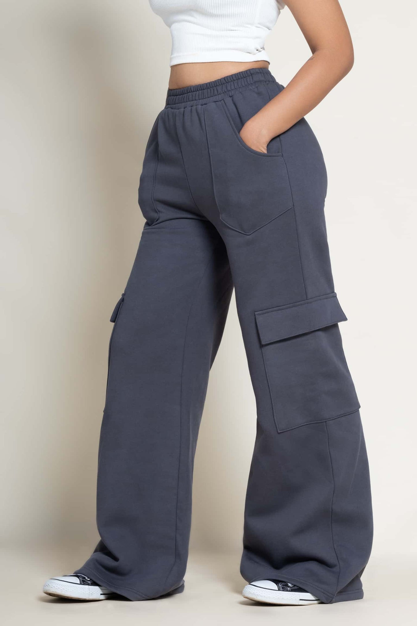 Wide cargo joggers