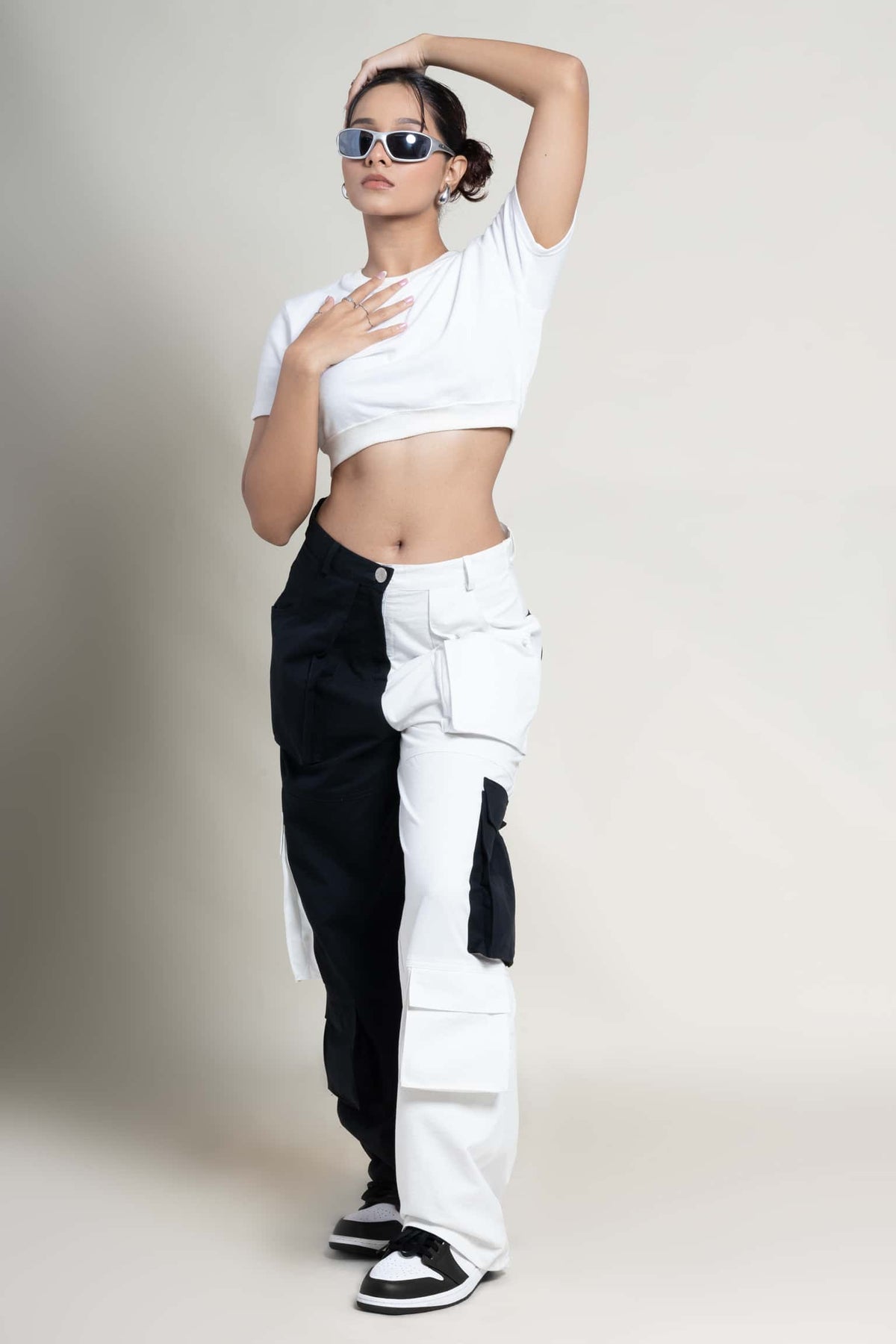 Zipper fly flap baggy cargo pants