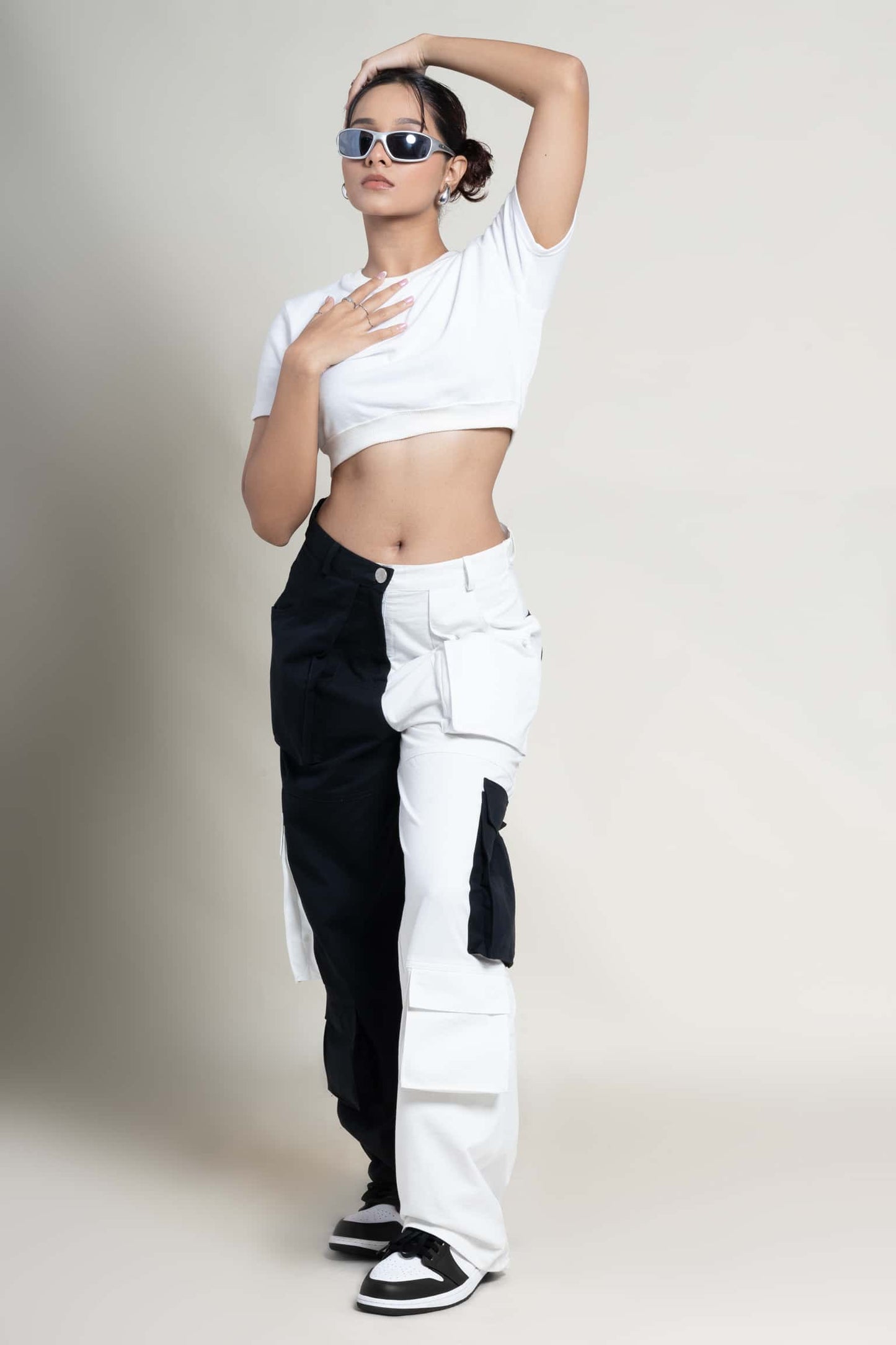 Zipper fly flap baggy cargo pants