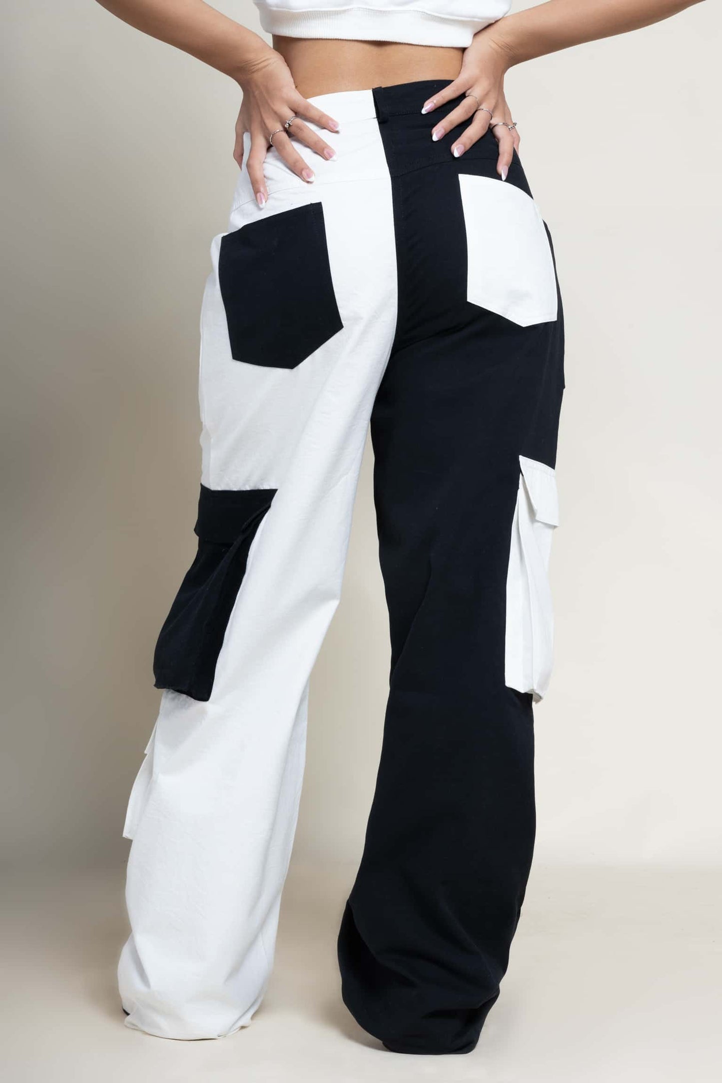 Zipper fly flap baggy cargo pants