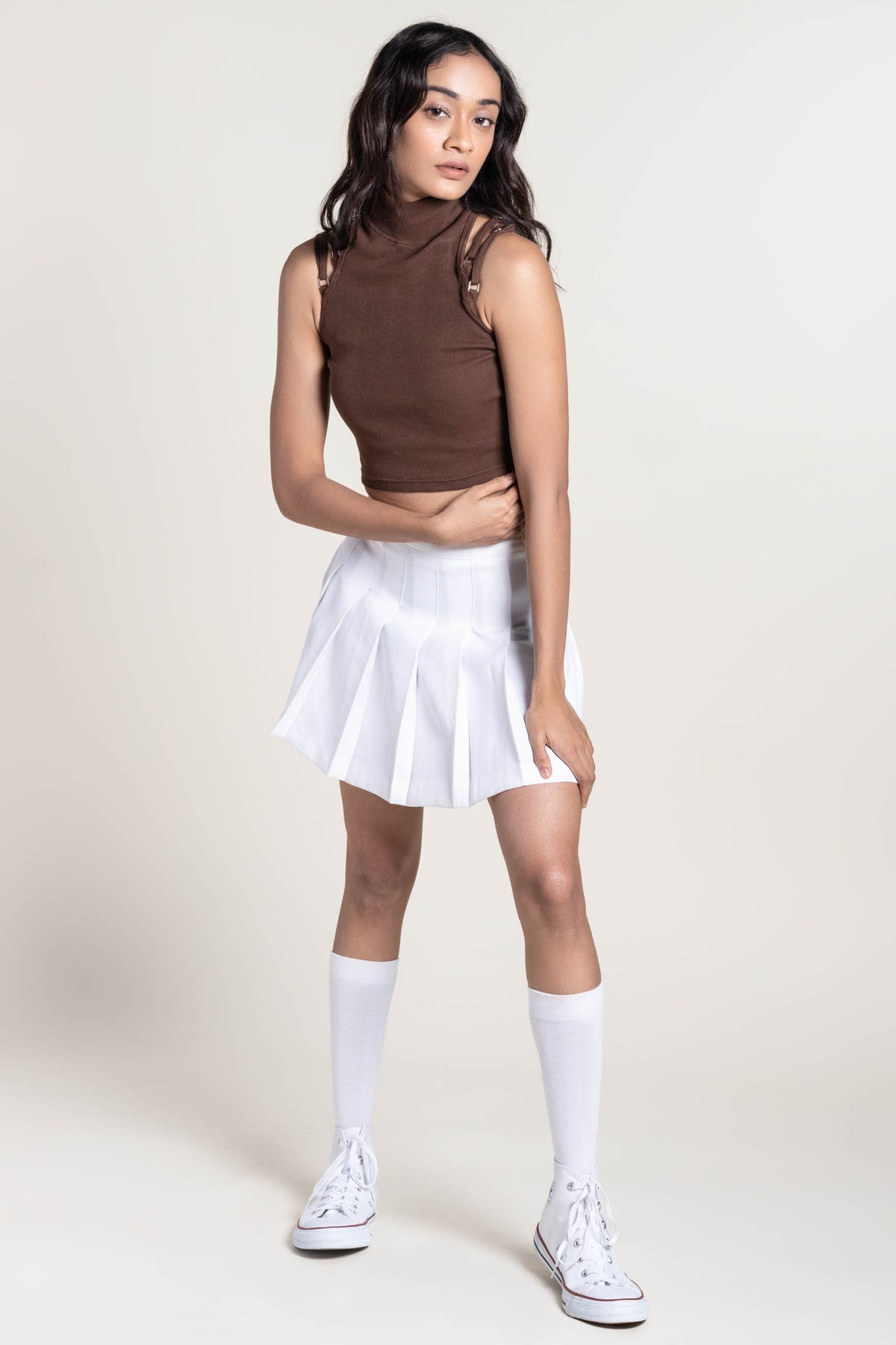 Mock neck rib top