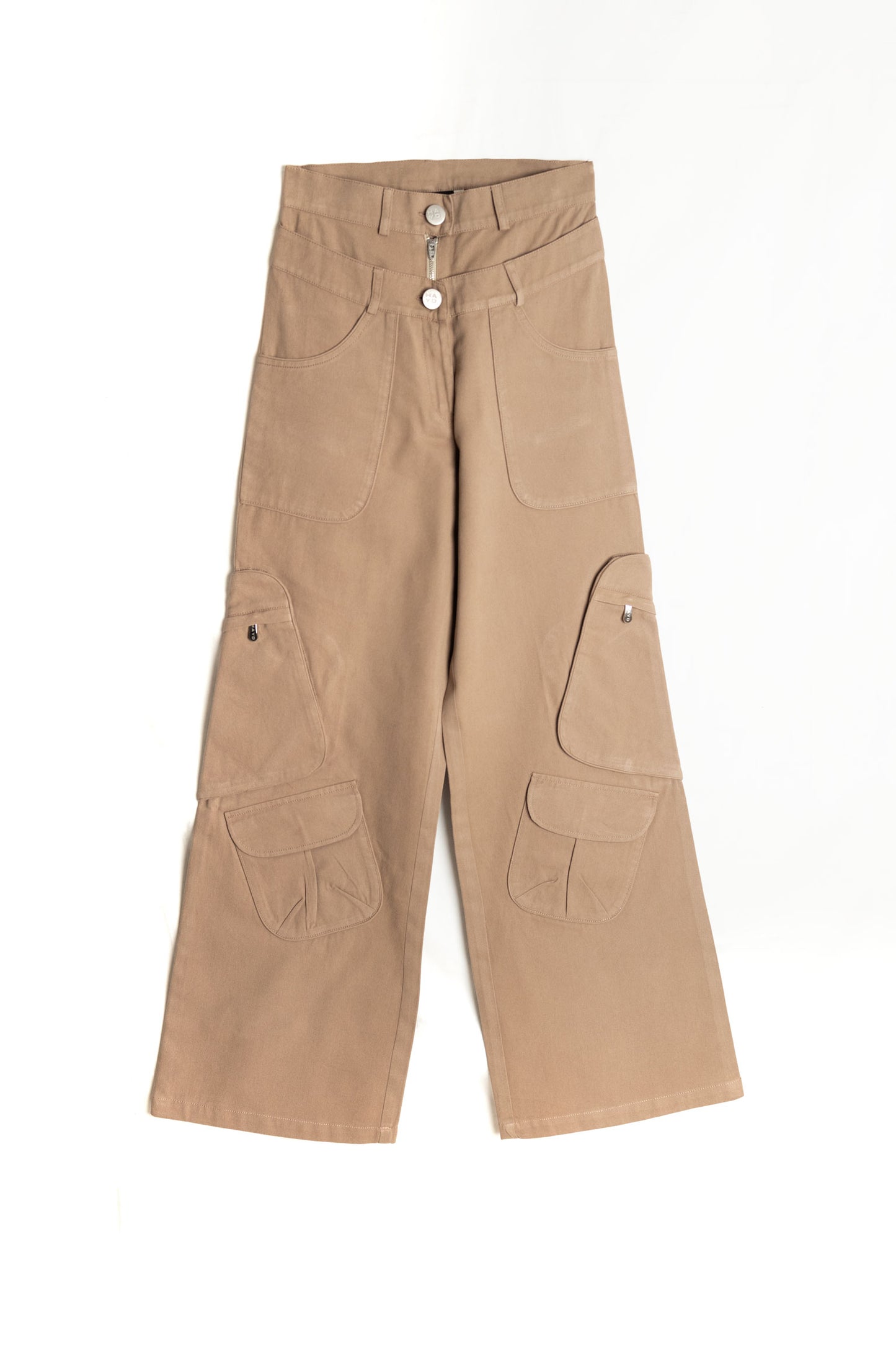Twin zip wide leg cargo pants