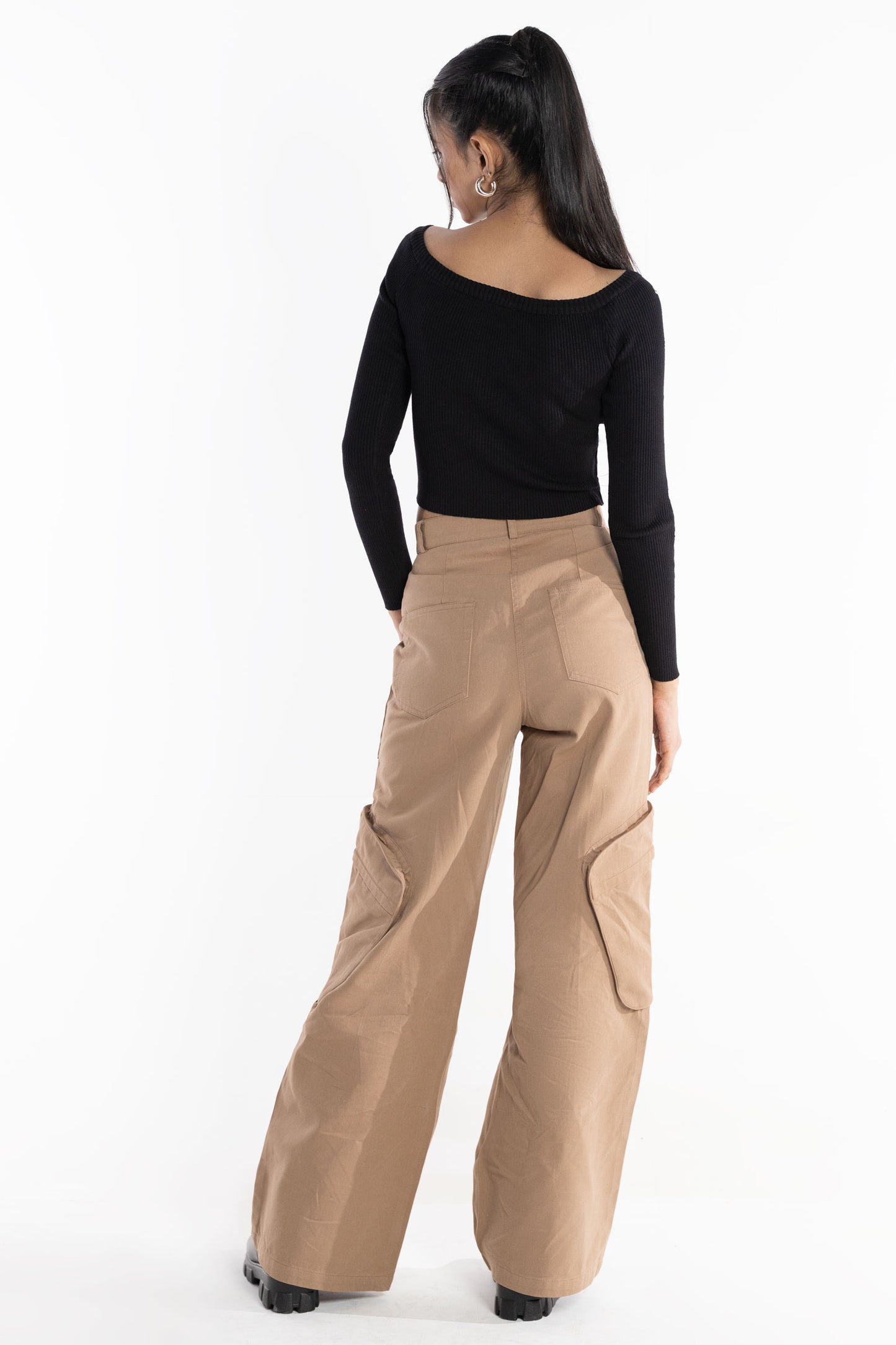 Twin zip wide leg cargo pants