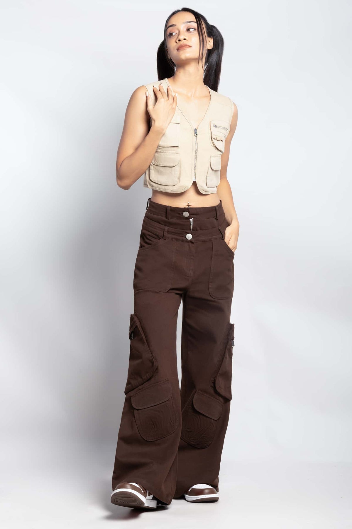 Multipocket twill cargo gilet