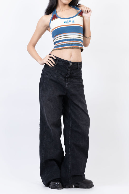 Front Cut High Waisted Straight Fit Jeans