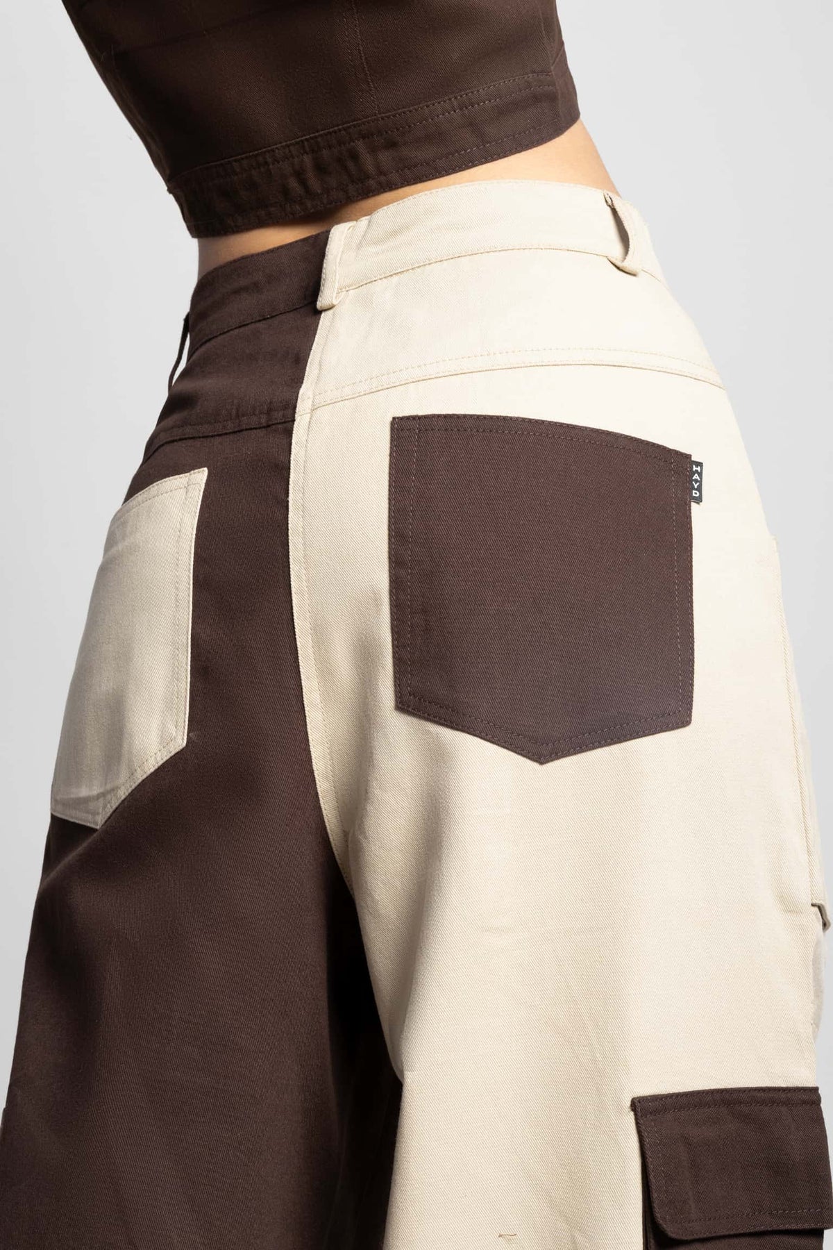Zipper fly flap baggy cargo pants