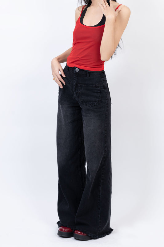 Front Pocket Wide Jeans