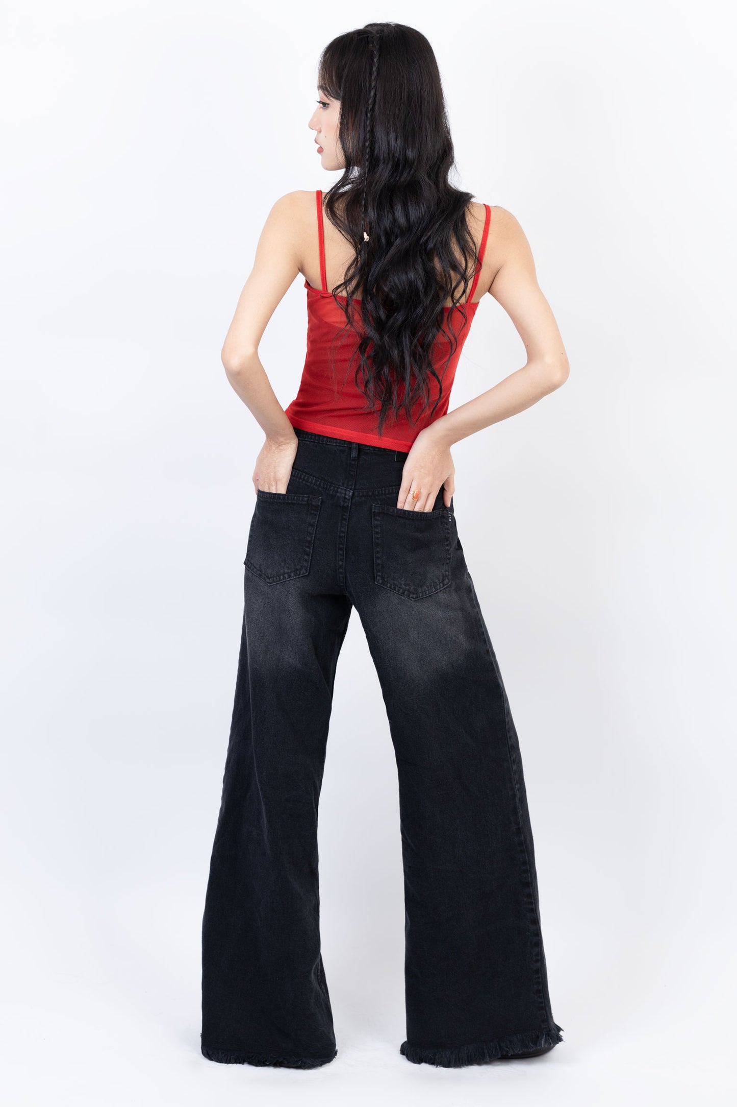 Front Pocket Wide Jeans
