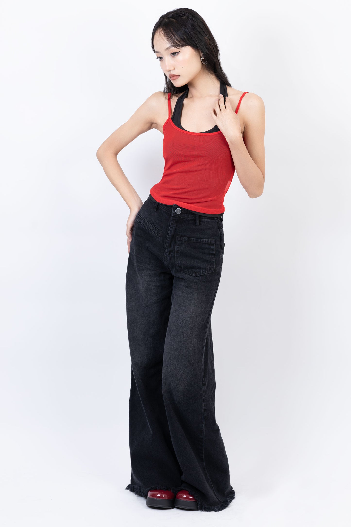 Front Pocket Wide Jeans