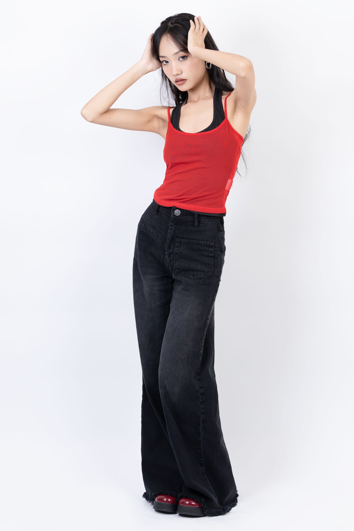 Front Pocket Wide Jeans