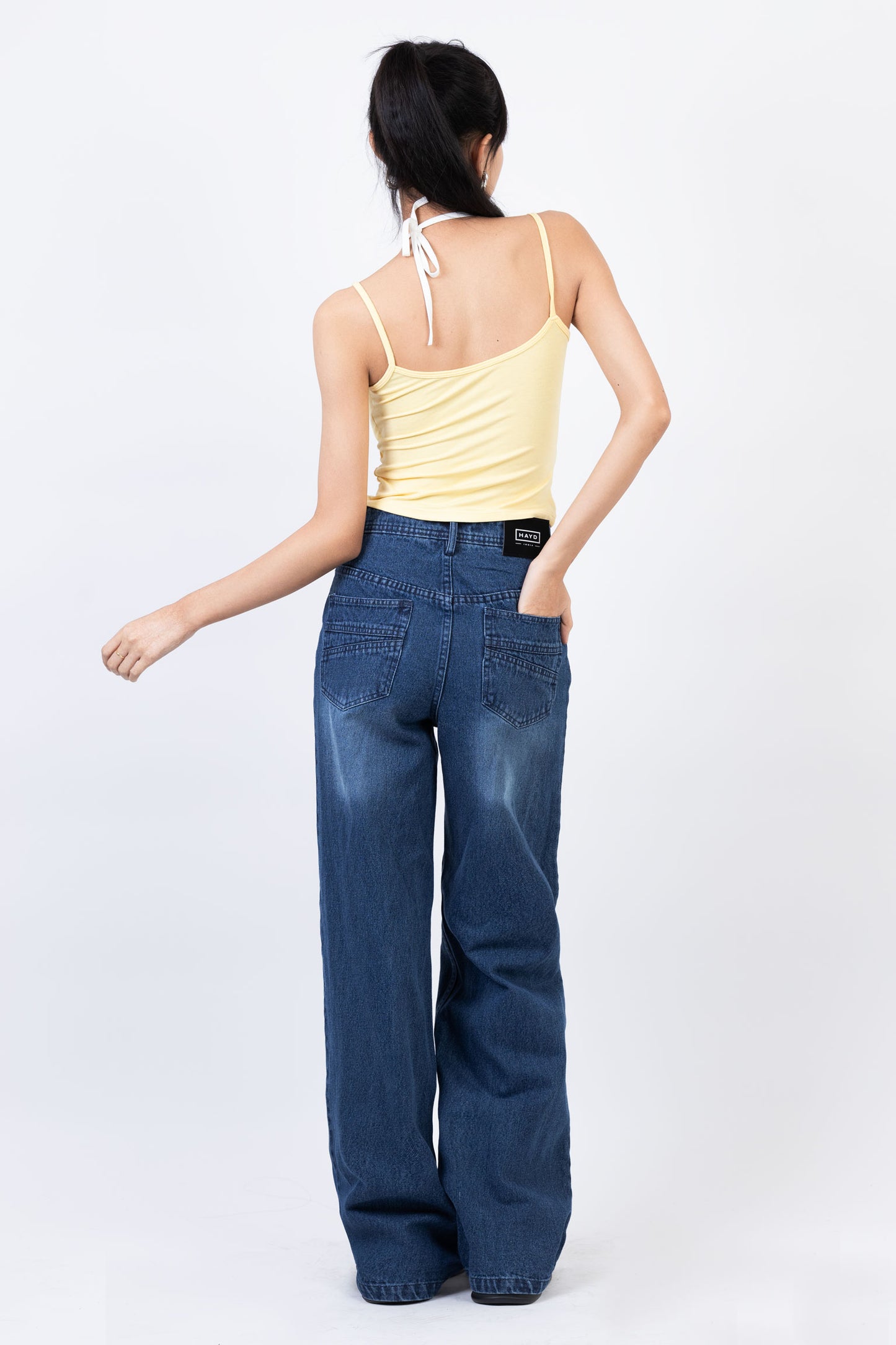 Front Cut High Waisted Straight Fit Jeans