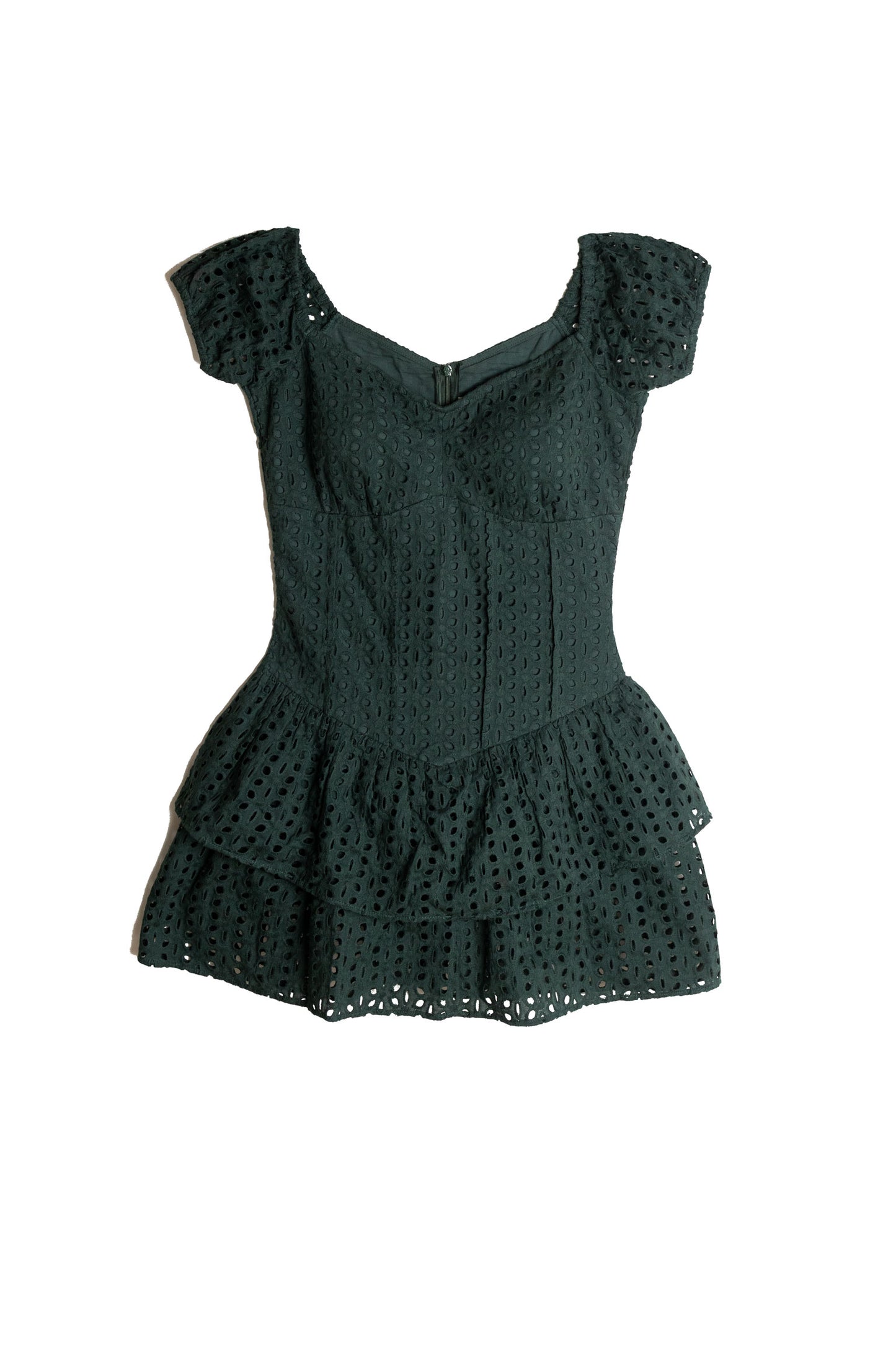 Sweetheart Neck Eyelet Mini Dress