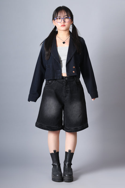 Cropped Denim Blazer