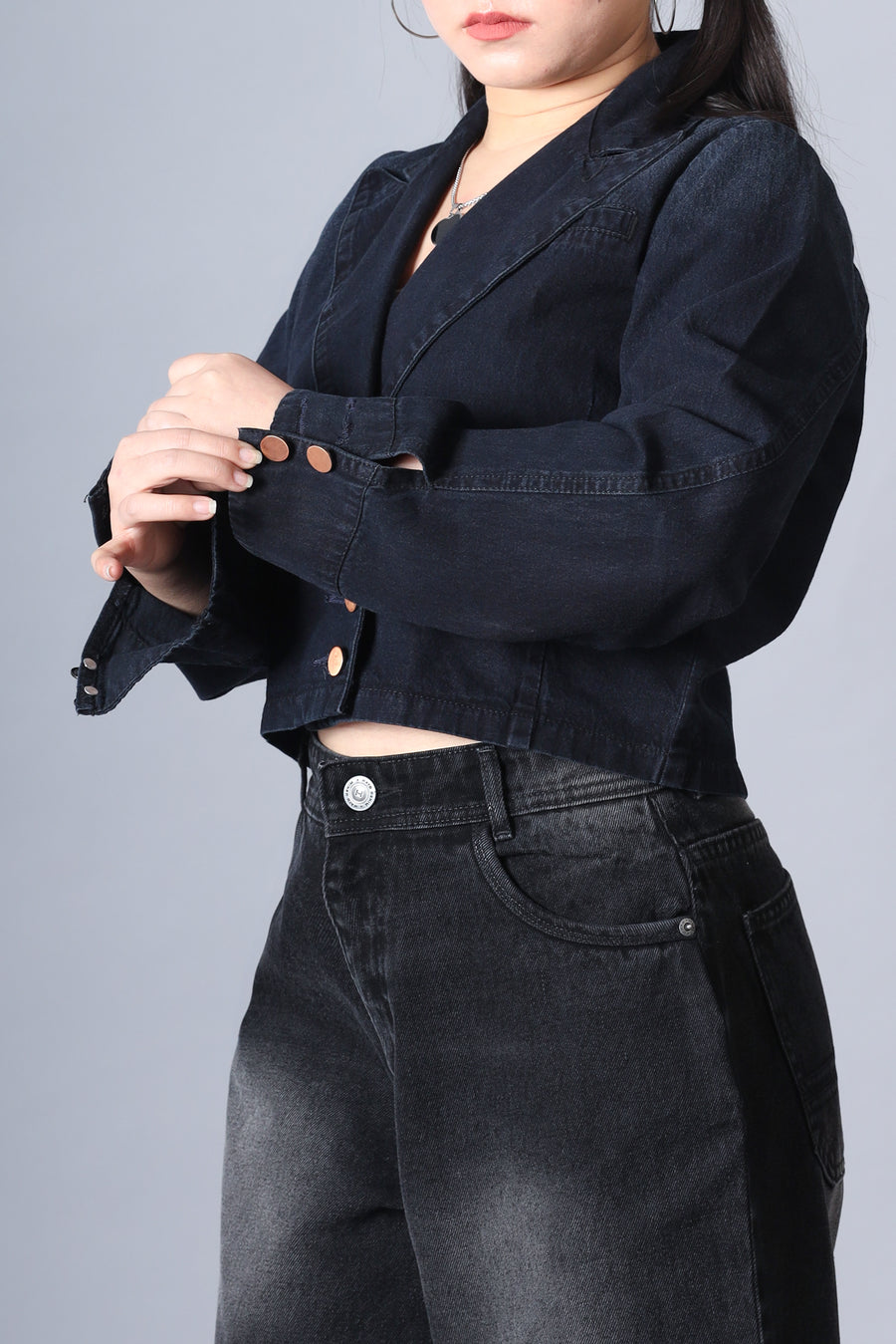 Cropped Denim Blazer