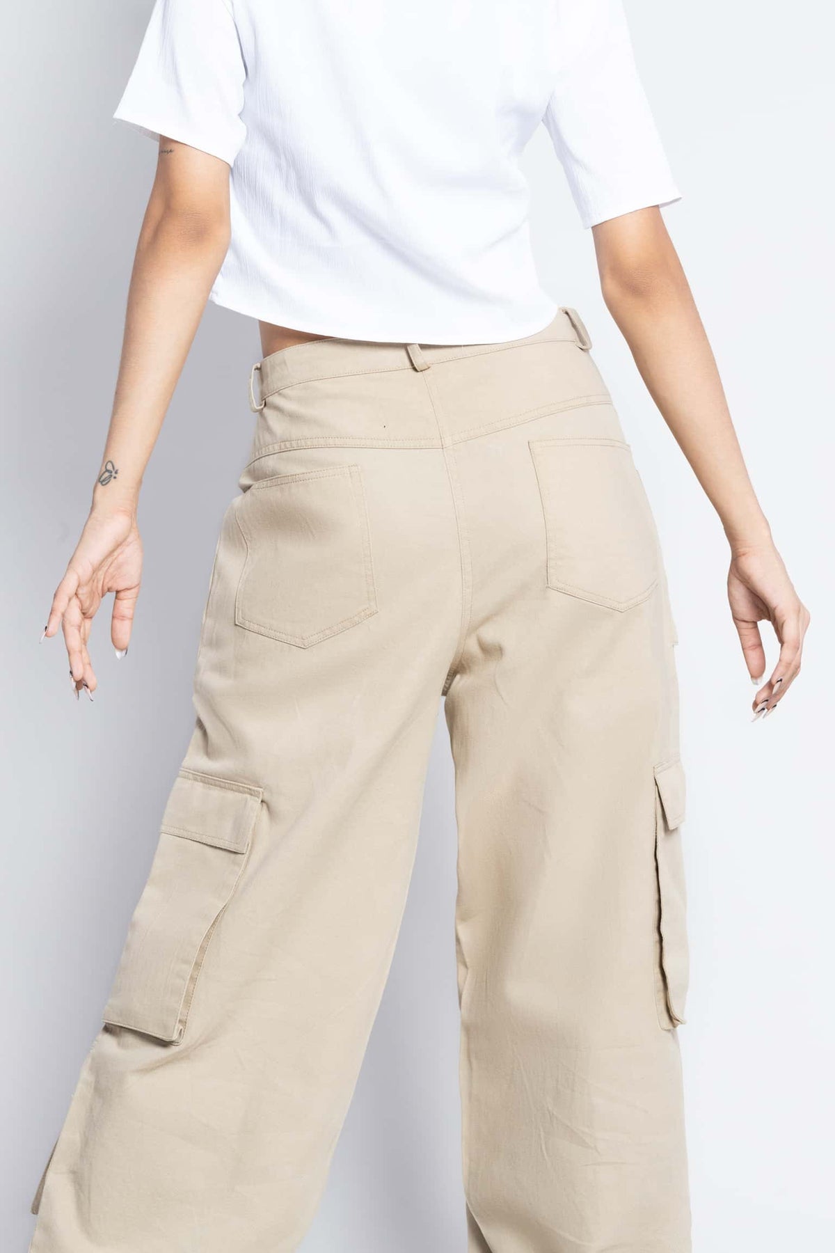 Zipper fly flap baggy cargo pants