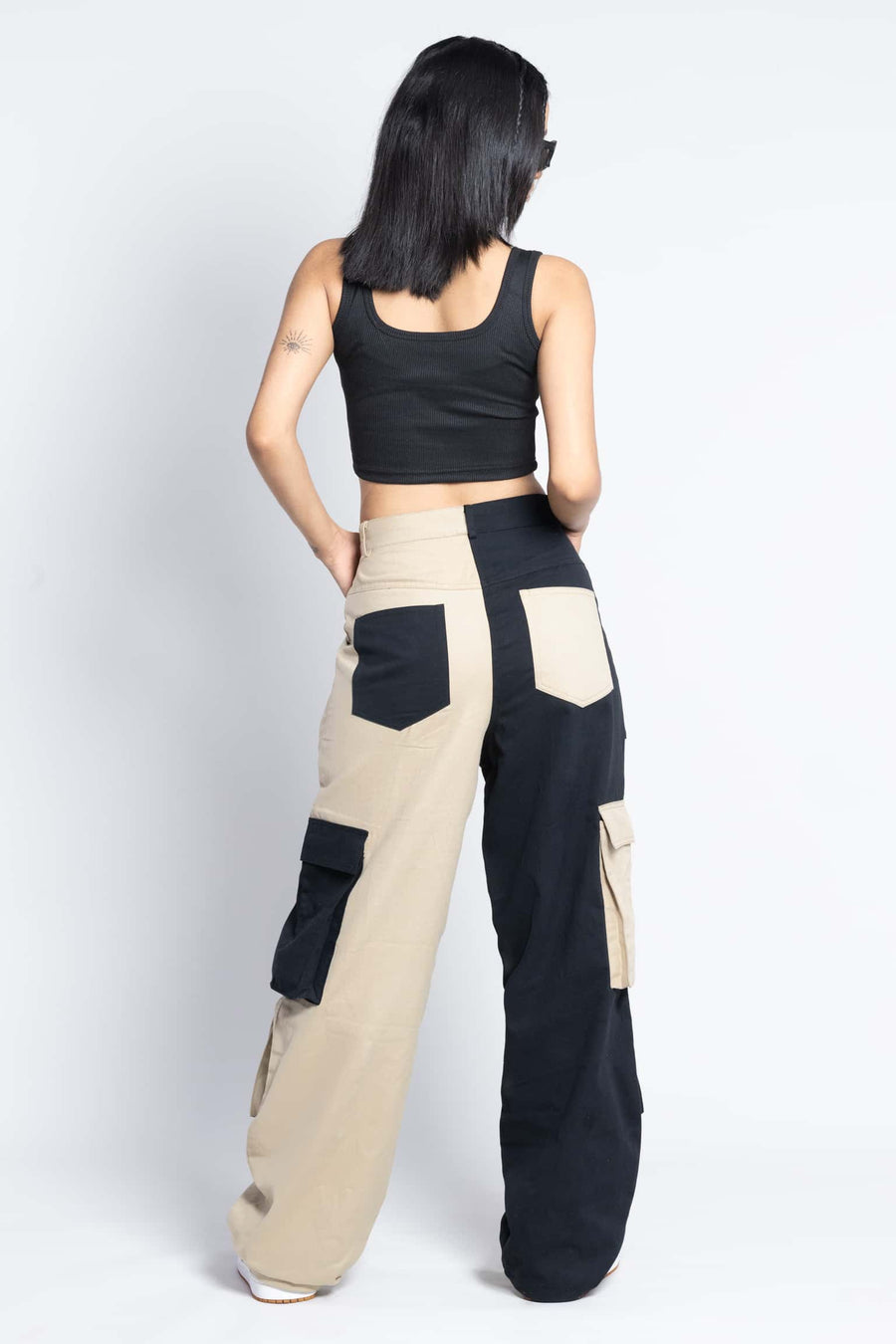 Zipper fly flap baggy cargo pants