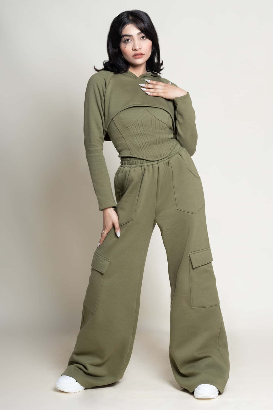 Wide cargo joggers
