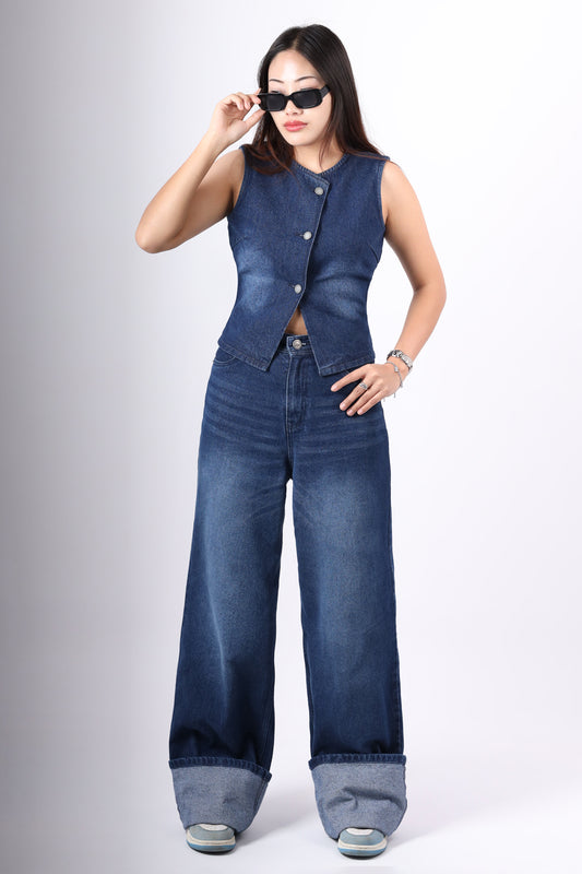 Cuff Straight Fit Jeans