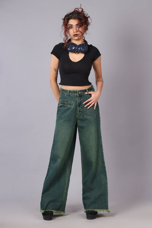 Front Pocket Wide Jeans
