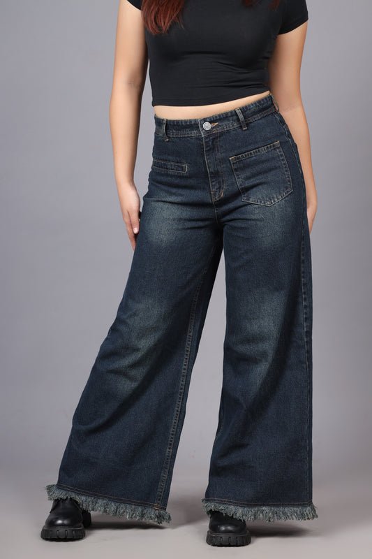 Front Pocket Wide Jeans