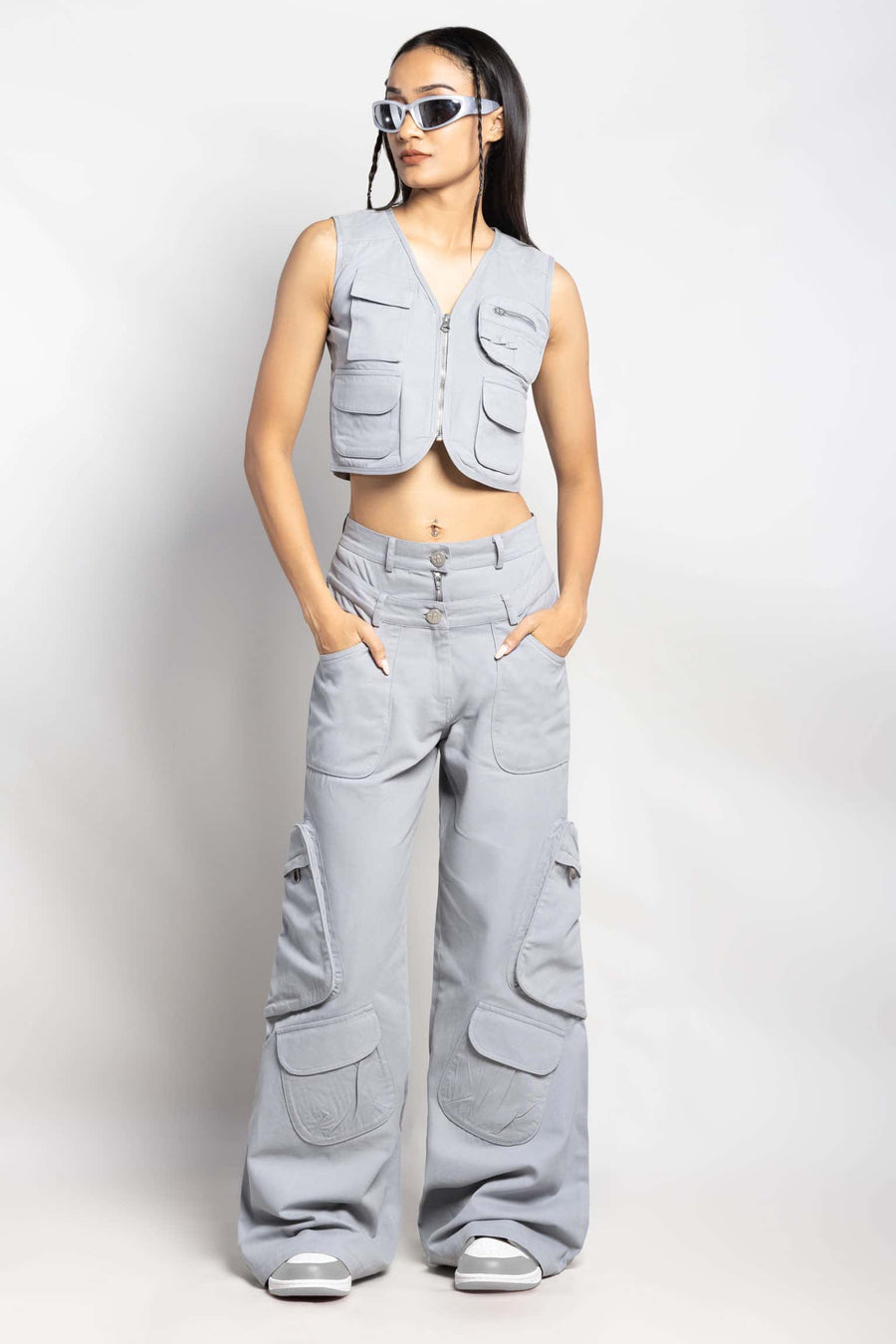 Multipocket twill cargo gilet