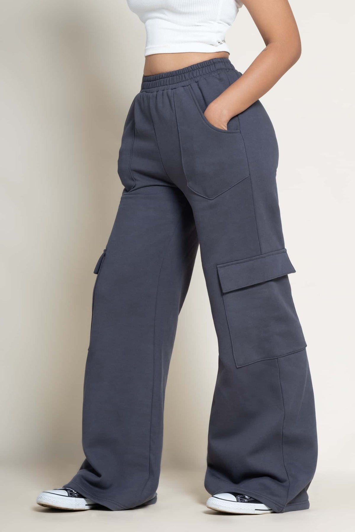 Wide cargo joggers