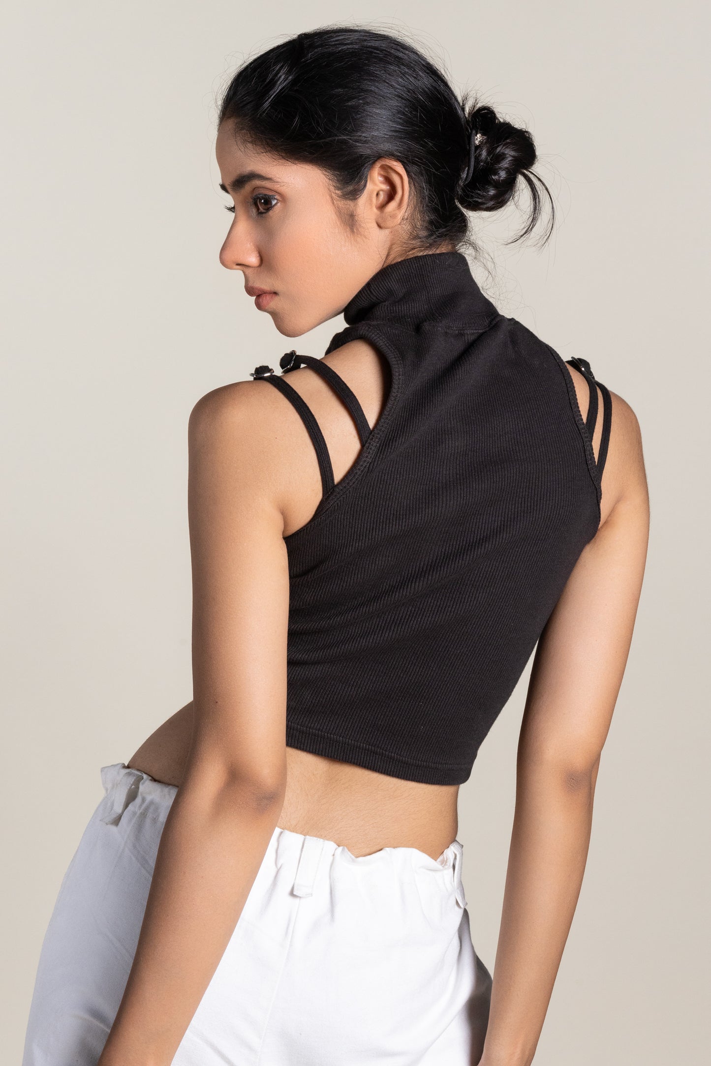 Mock neck rib top