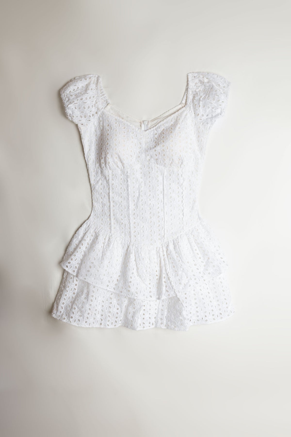 Sweetheart Neck Eyelet Mini Dress