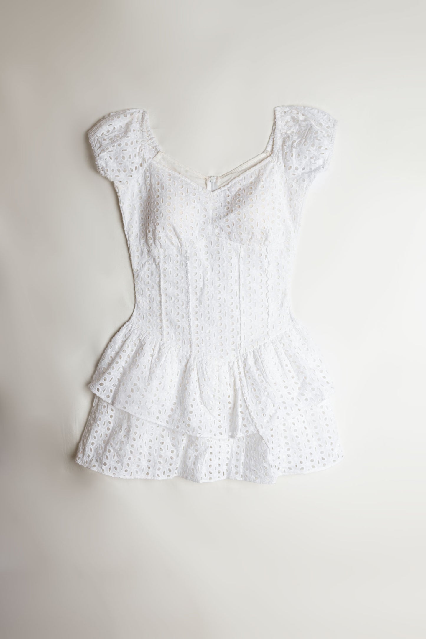 Sweetheart Neck Eyelet Mini Dress